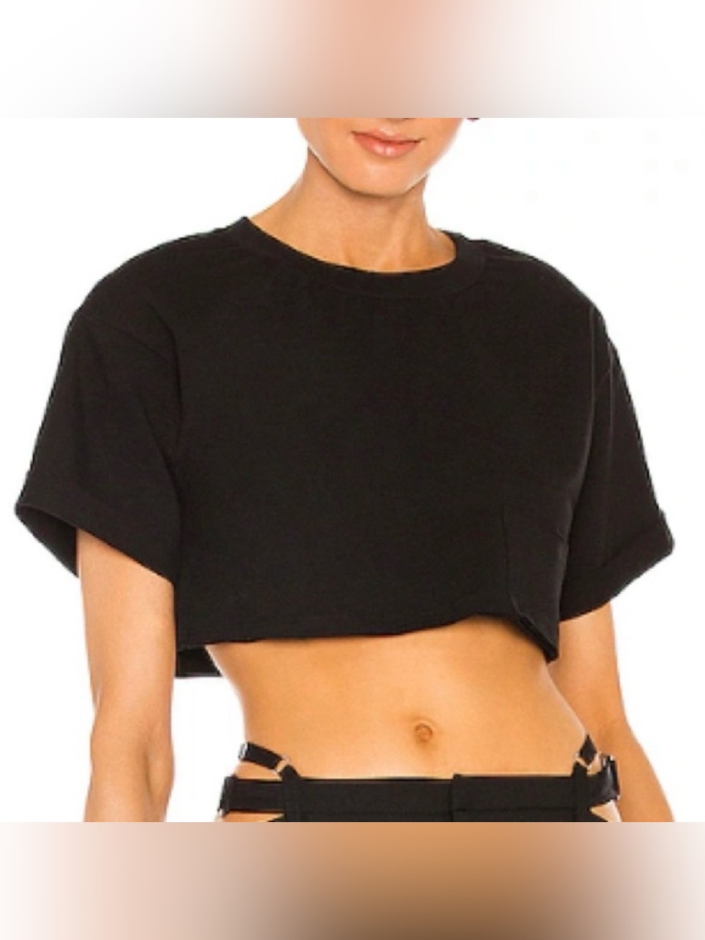 Revolve H:ours Black Cropped Boxy Tee